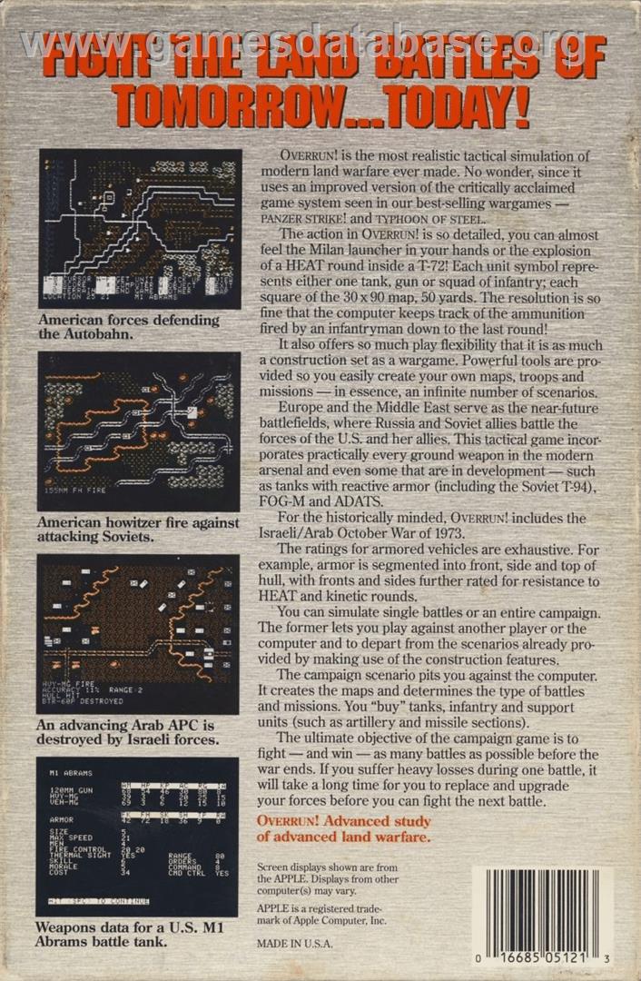 Overrun - Europe - Commodore 64 - Artwork - Box Back