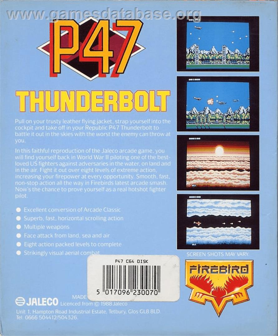 P-47 Thunderbolt: The Freedom Fighter - Commodore 64 - Artwork - Box Back