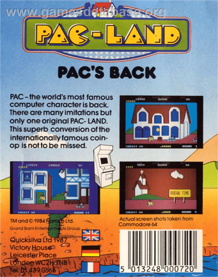 Pac-Land - Commodore 64 - Artwork - Box Back
