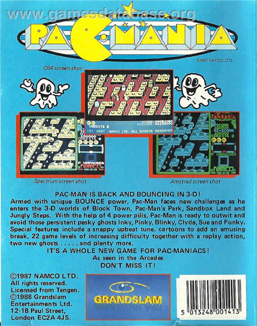 Pac-Mania - Commodore 64 - Artwork - Box Back
