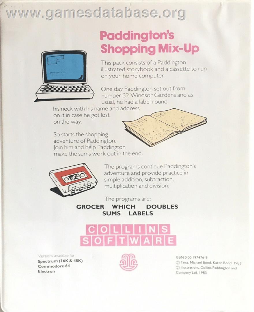 Paddington's Shopping Mix-up - Commodore 64 - Artwork - Box Back