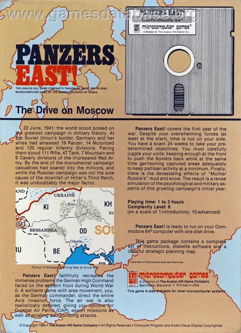 Panzers East - Commodore 64 - Artwork - Box Back
