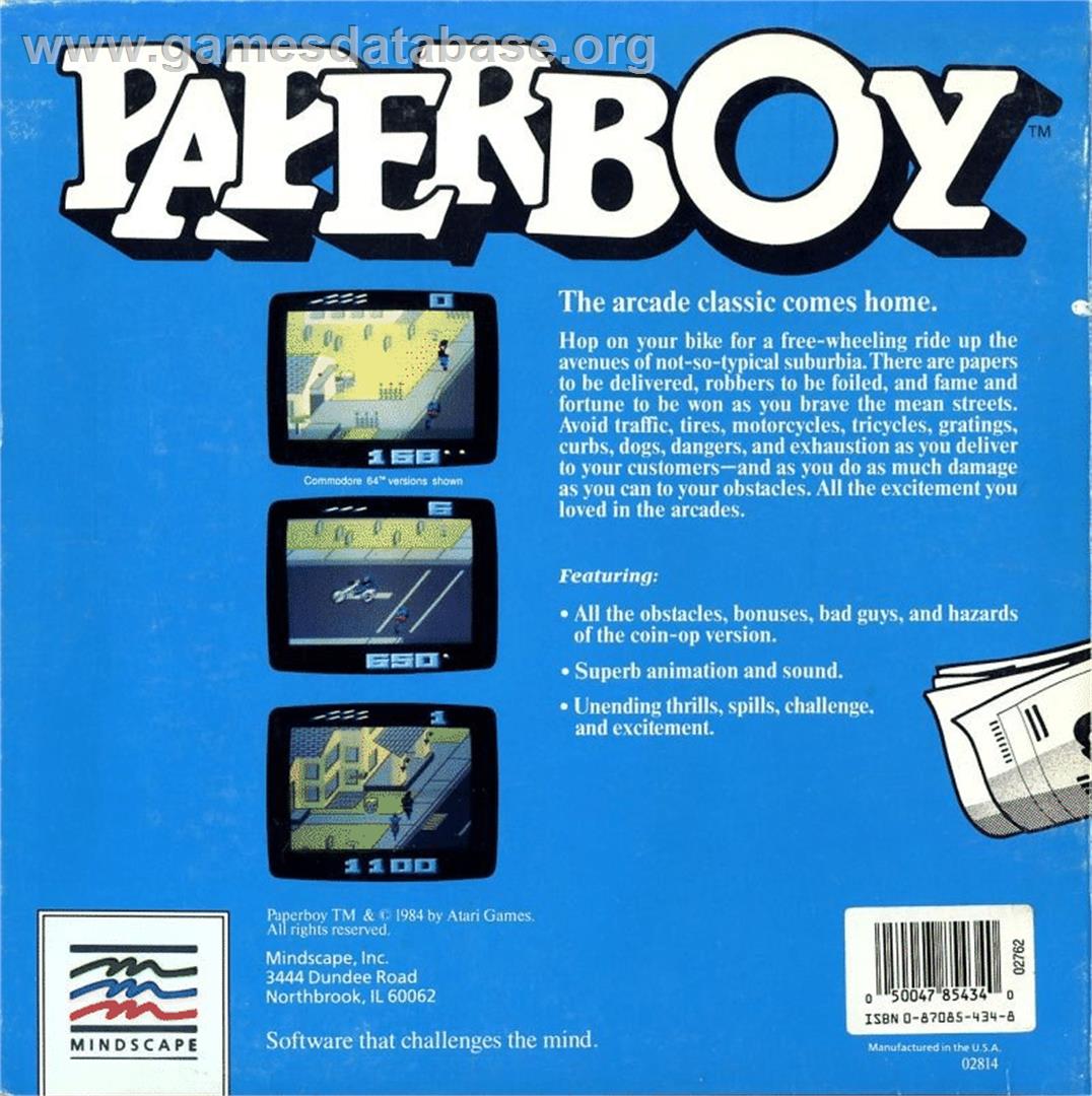 Paperboy - Commodore 64 - Artwork - Box Back