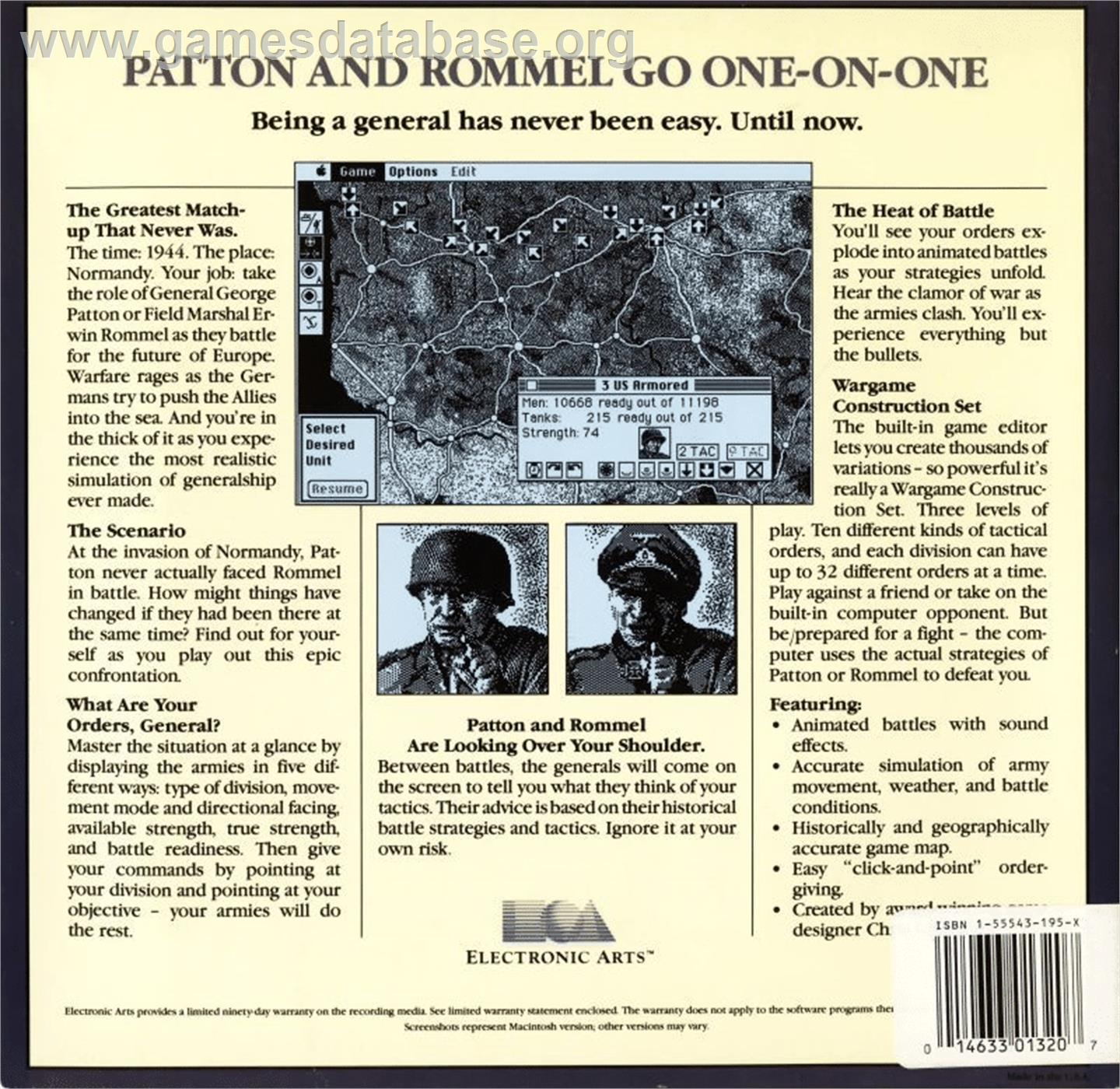 Patton Vs Rommel - Commodore 64 - Artwork - Box Back