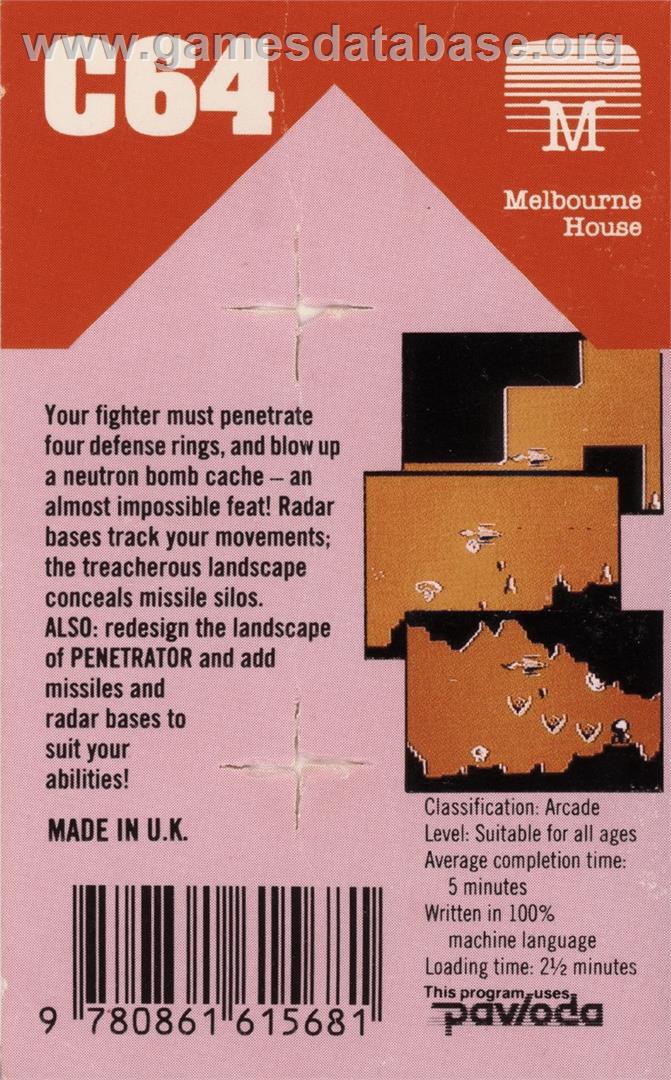 Penetrator - Commodore 64 - Artwork - Box Back