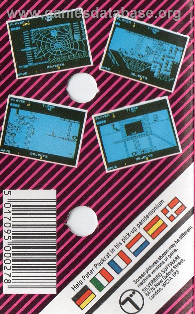 Peter Pack Rat - Commodore 64 - Artwork - Box Back