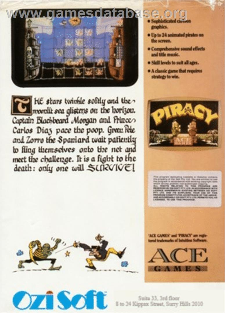 Piracy - Commodore 64 - Artwork - Box Back
