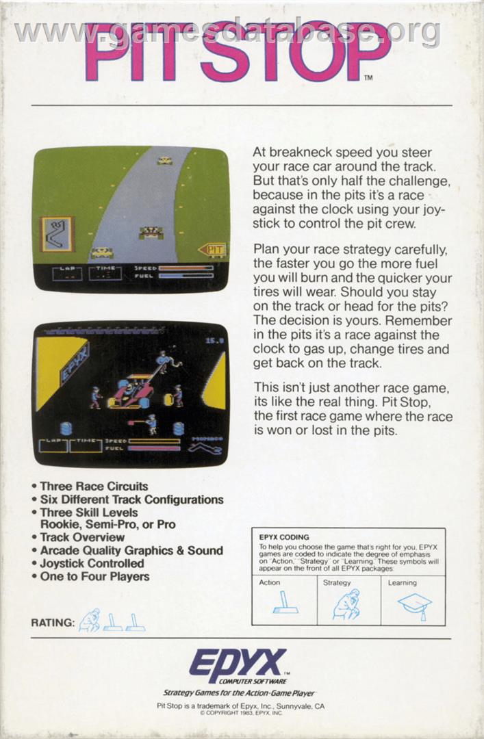 Pitstop - Commodore 64 - Artwork - Box Back