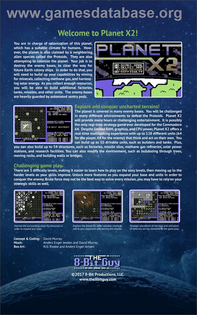 Planet X2 - Commodore 64 - Artwork - Box Back