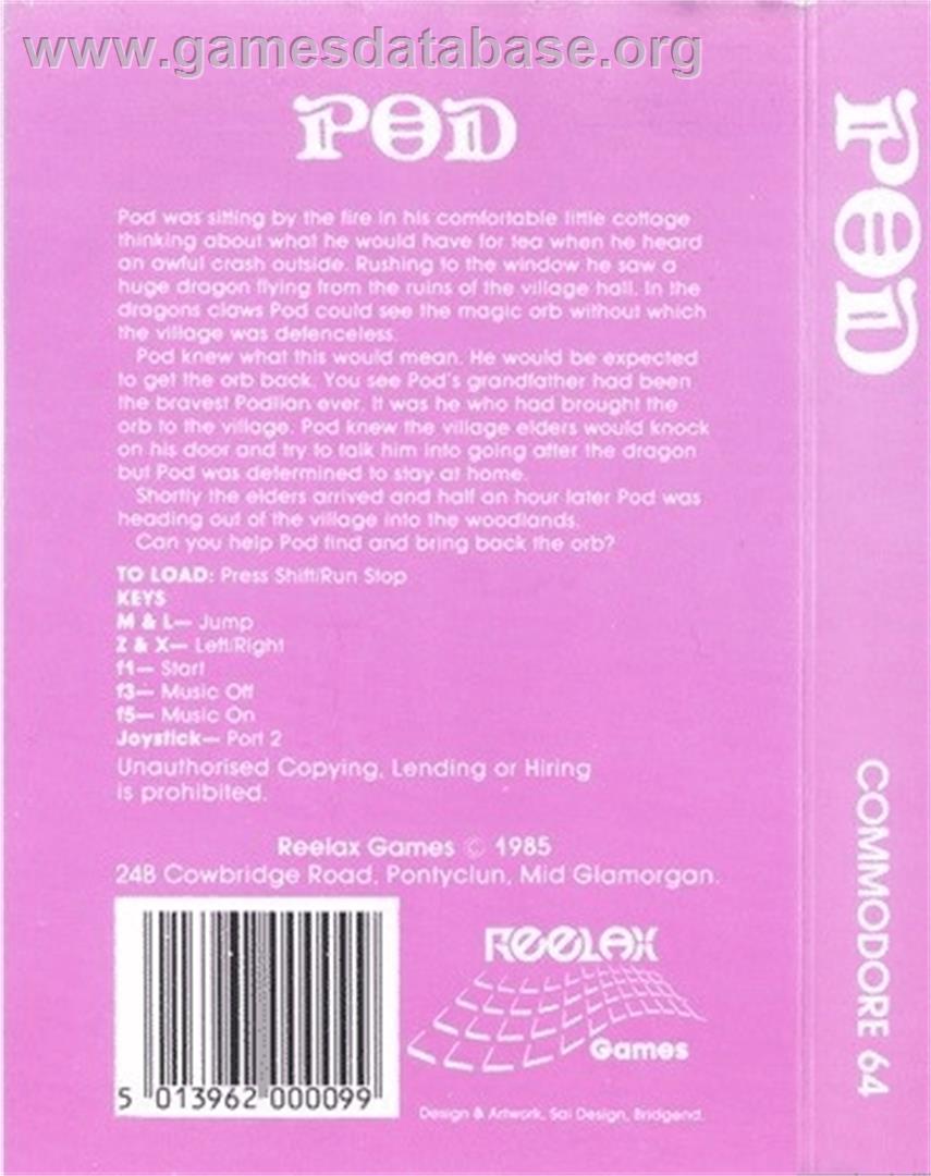 Pod - Commodore 64 - Artwork - Box Back