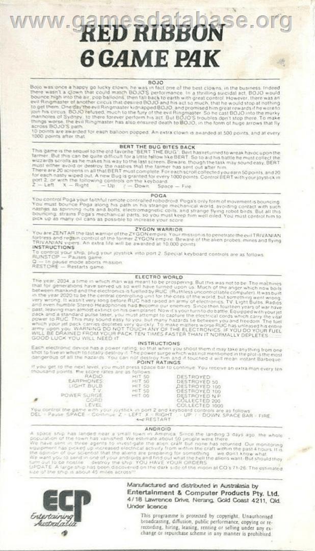 Poga - Commodore 64 - Artwork - Box Back