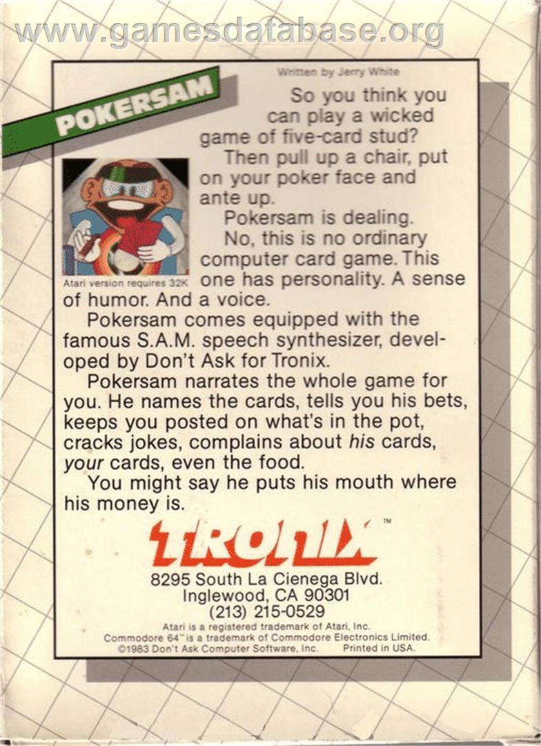 Pokersam - Commodore 64 - Artwork - Box Back