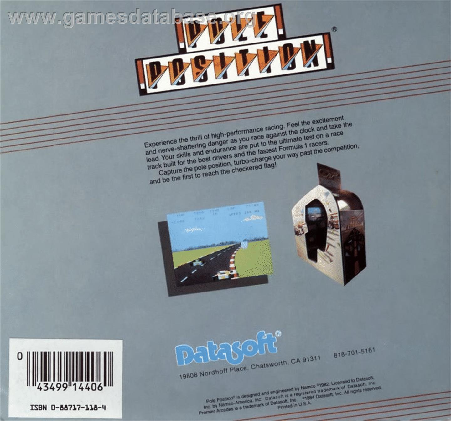 Pole Position (Atari) - Commodore 64 - Artwork - Box Back