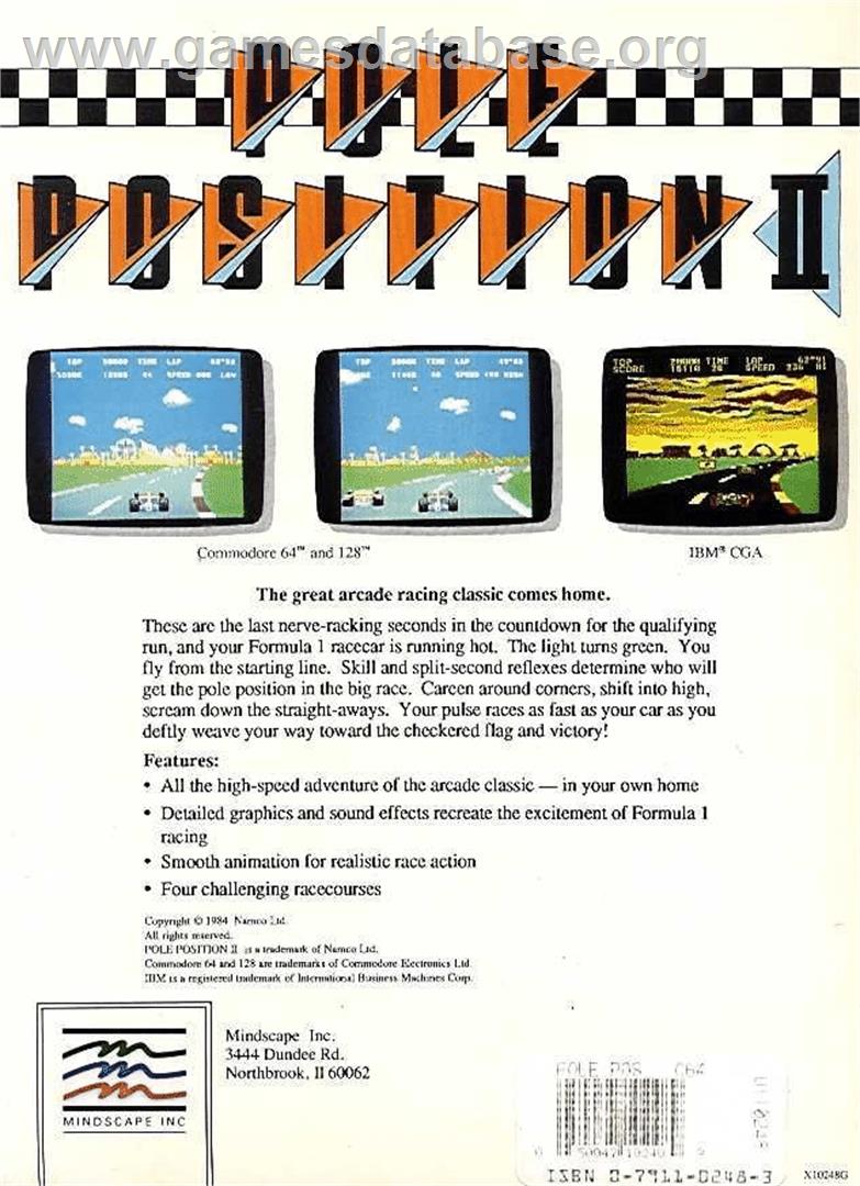 Pole Position 2 - Commodore 64 - Artwork - Box Back