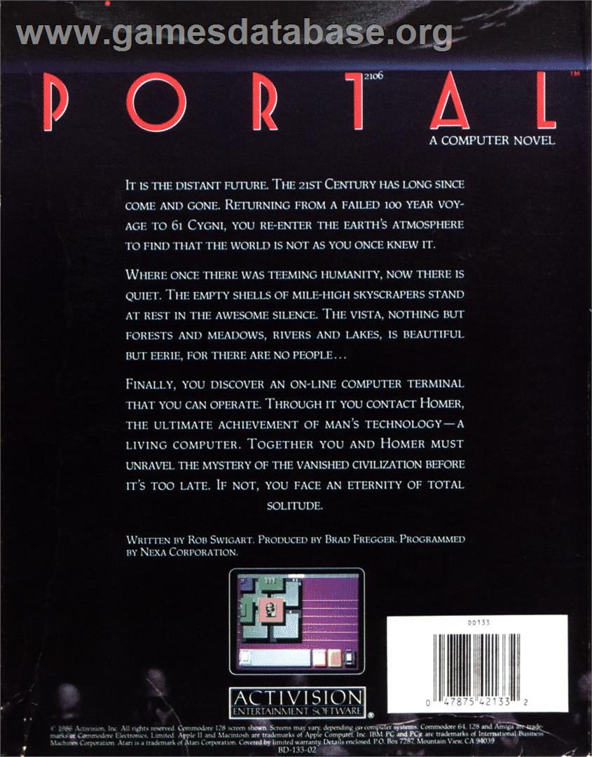Portal - Commodore 64 - Artwork - Box Back