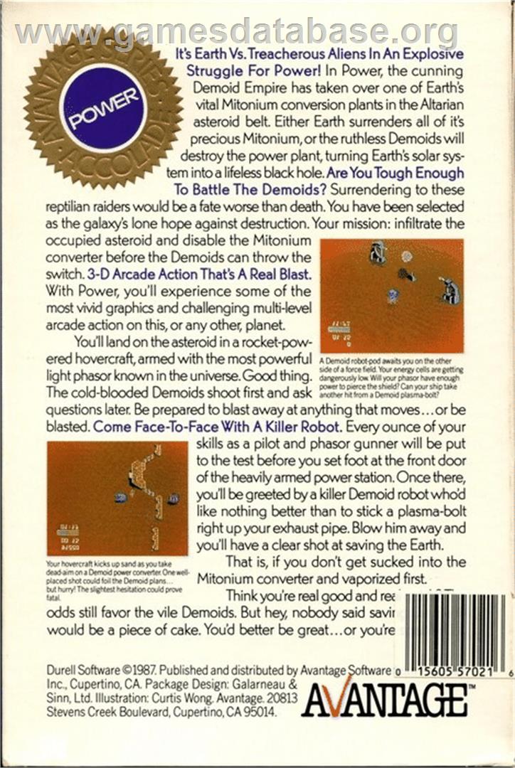 Power (Avantage) - Commodore 64 - Artwork - Box Back