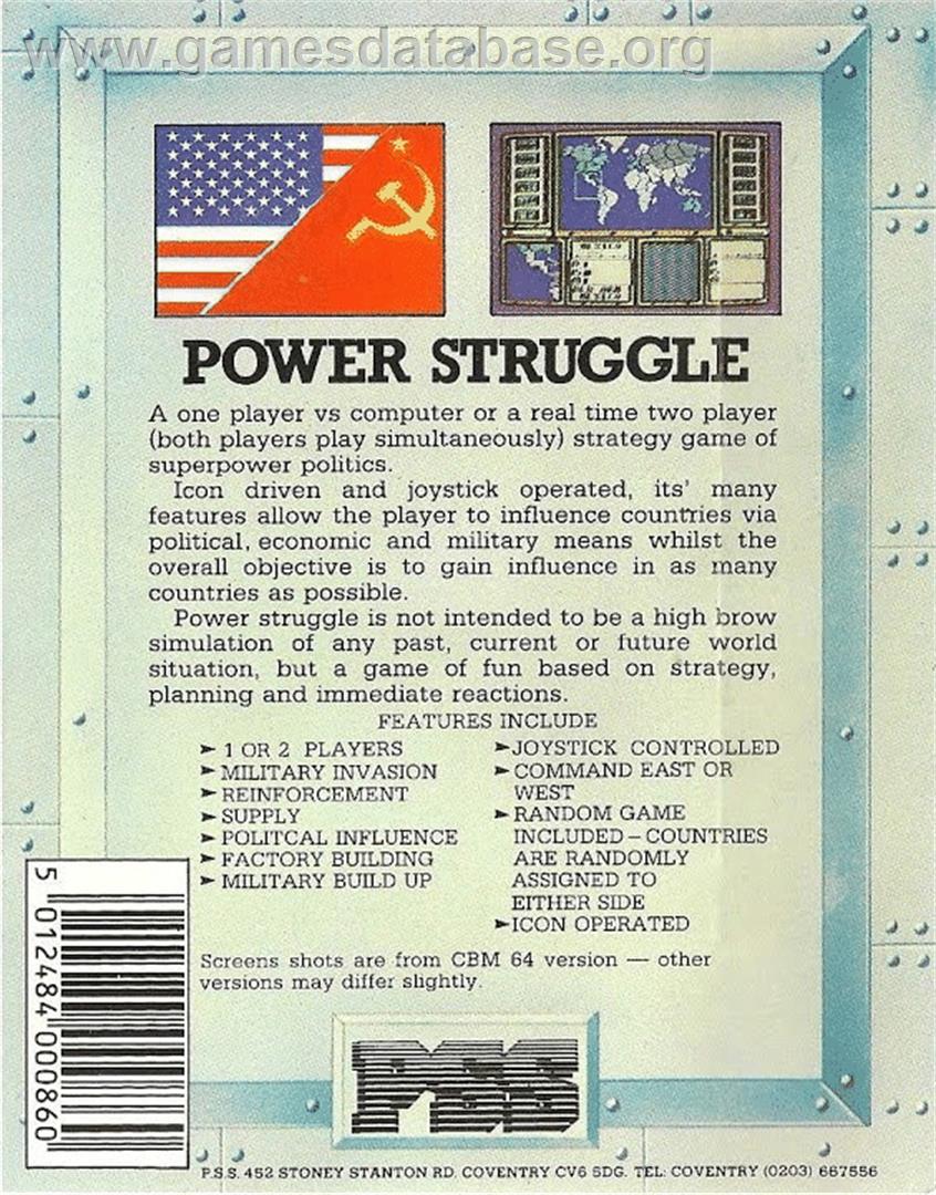 Power Struggle - Commodore 64 - Artwork - Box Back