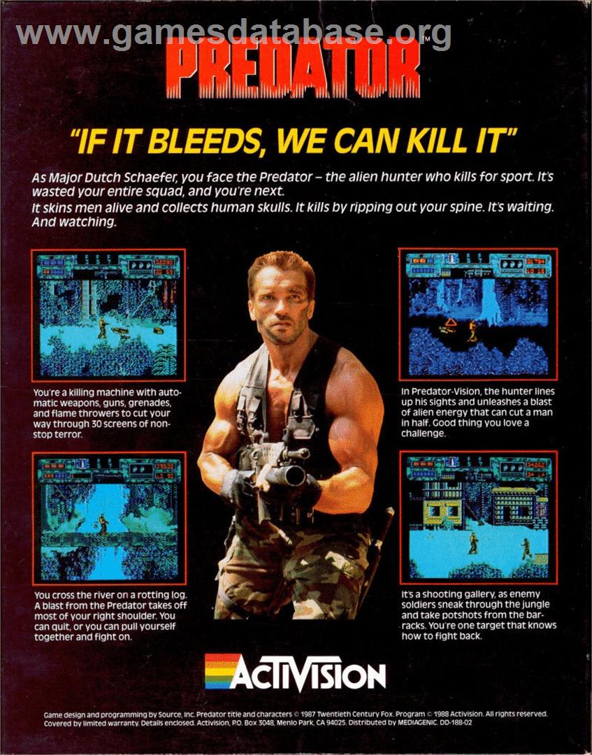 Predator - Commodore 64 - Artwork - Box Back
