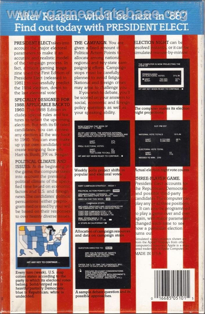 President Elect: 1988 Edition - Commodore 64 - Artwork - Box Back