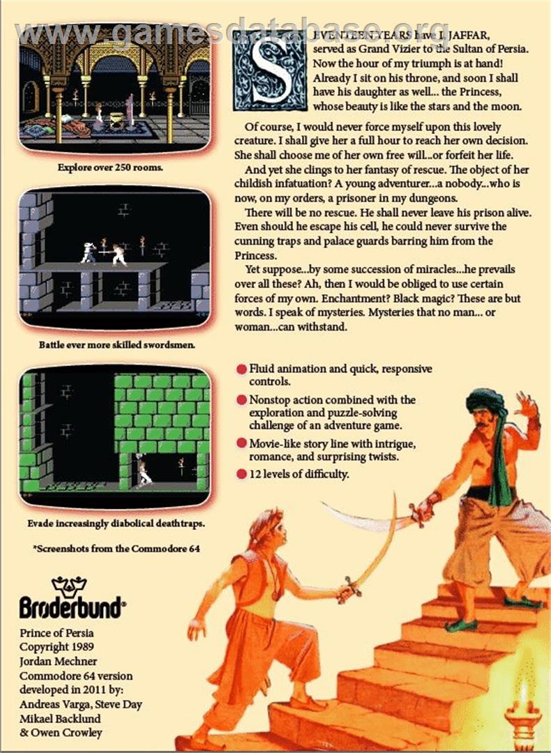 Prince Of Persia - Commodore 64 - Artwork - Box Back