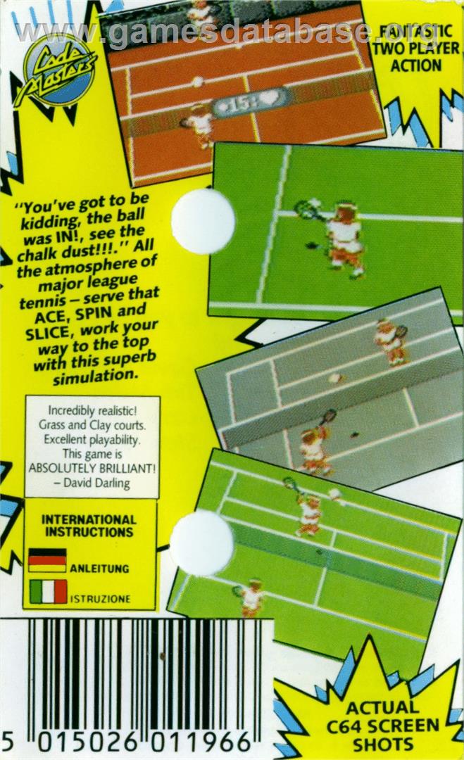 Pro Tennis Simulator - Commodore 64 - Artwork - Box Back