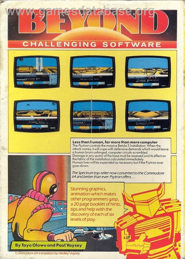 Psytron - Commodore 64 - Artwork - Box Back