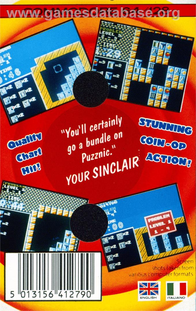 Puzznic - Commodore 64 - Artwork - Box Back
