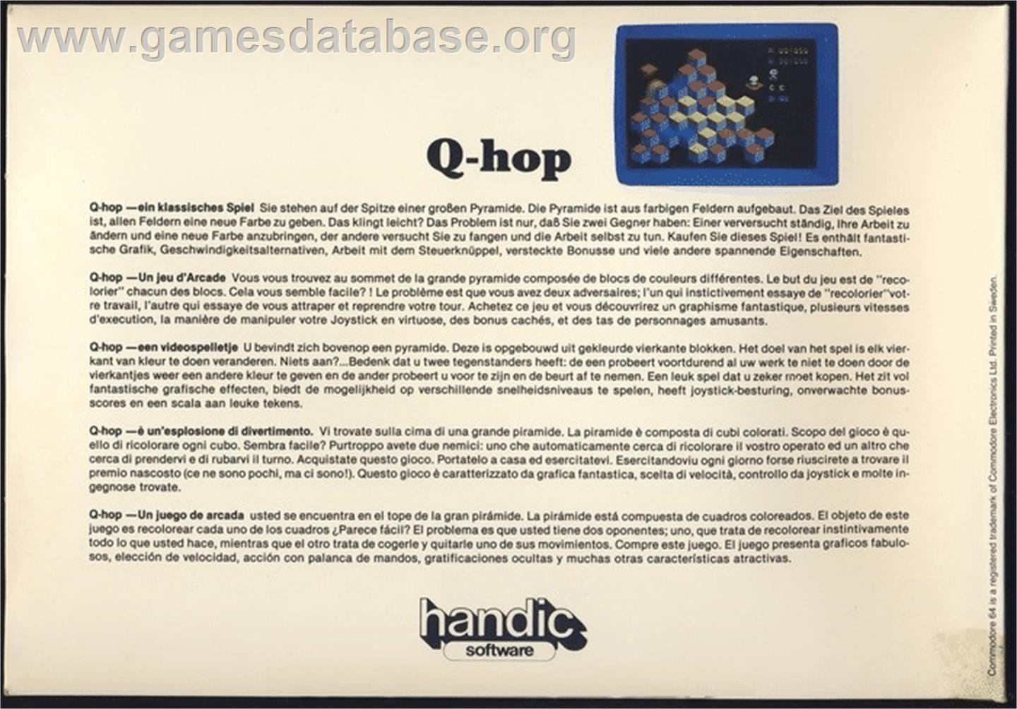 Q-hop - Commodore 64 - Artwork - Box Back