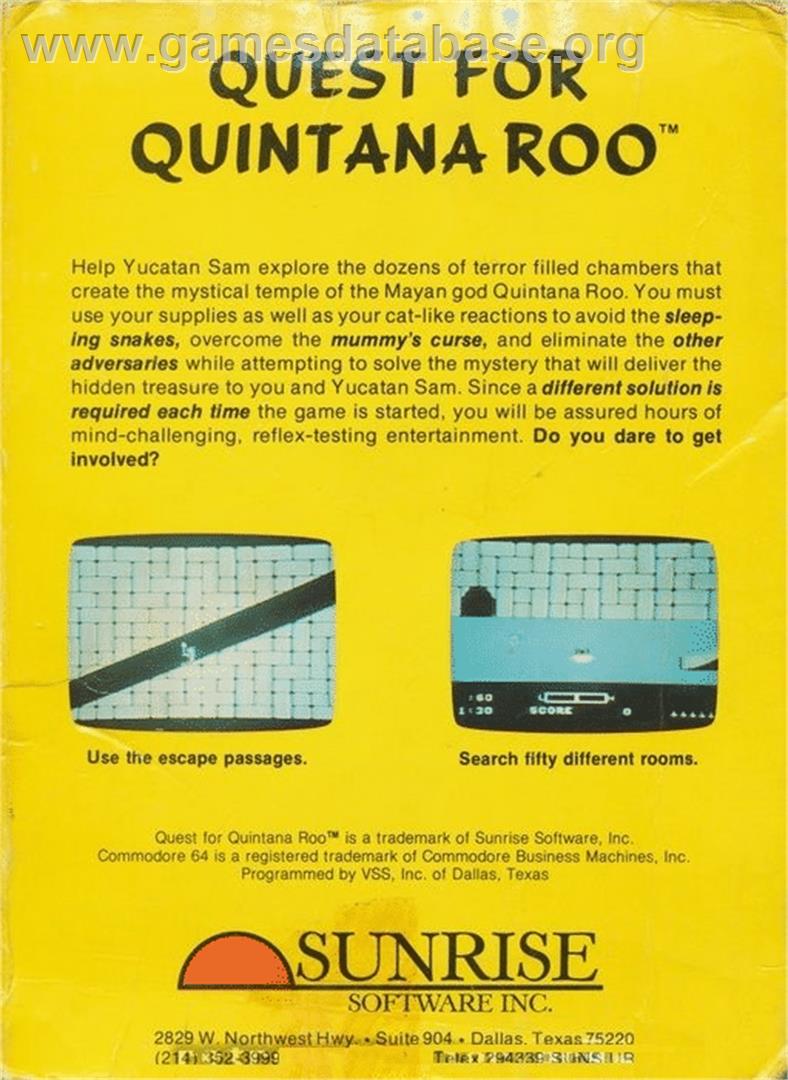 Quest for Quintana Roo - Commodore 64 - Artwork - Box Back