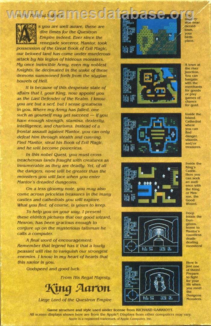 Questron - Commodore 64 - Artwork - Box Back