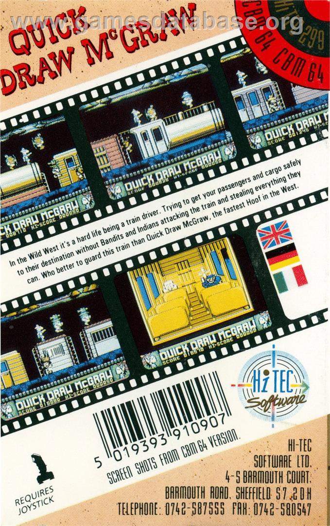 Quick Draw Mcgraw - Commodore 64 - Artwork - Box Back