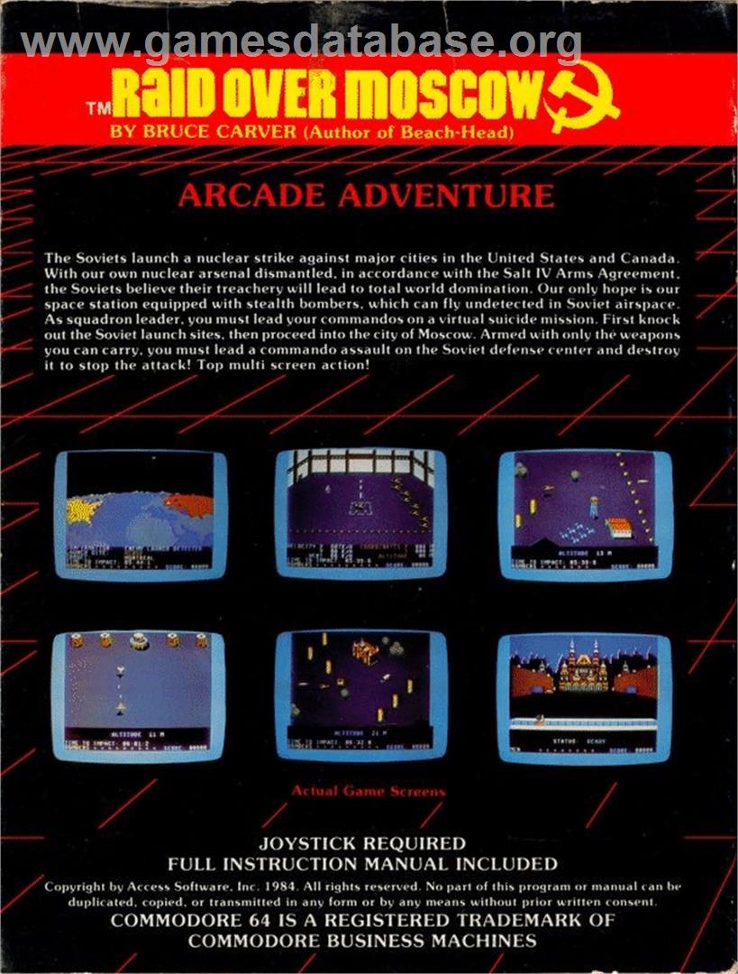 Raid Over Moscow - Commodore 64 - Artwork - Box Back