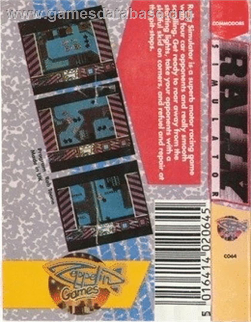 Rally Simulator - Commodore 64 - Artwork - Box Back