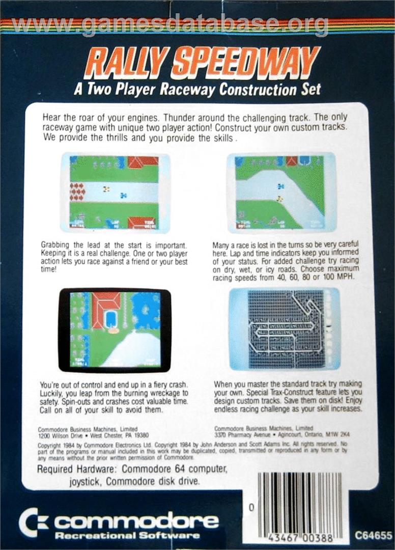 Rally Speedway - Commodore 64 - Artwork - Box Back