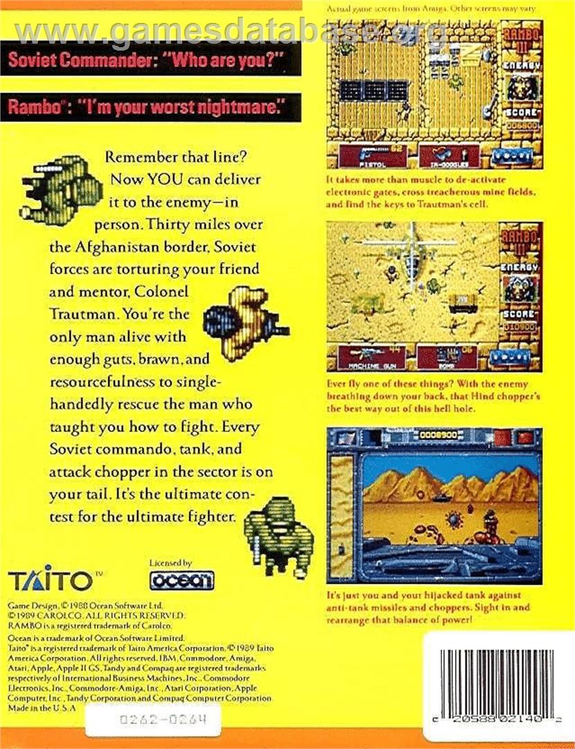 Rambo 3 - Commodore 64 - Artwork - Box Back