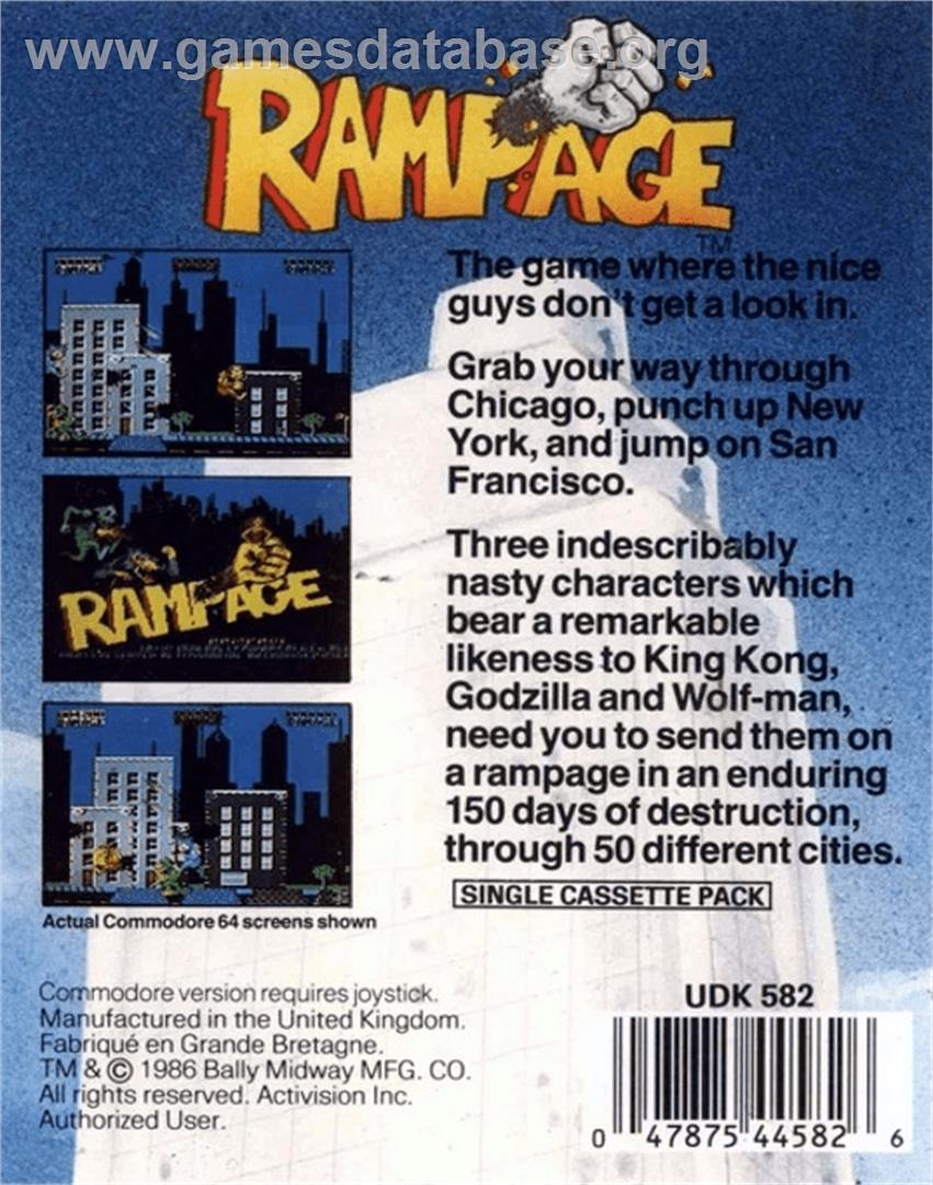 Rampage - Commodore 64 - Artwork - Box Back