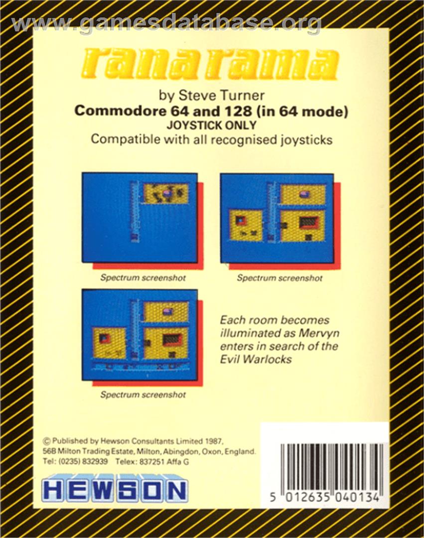 Rana Rama - Commodore 64 - Artwork - Box Back
