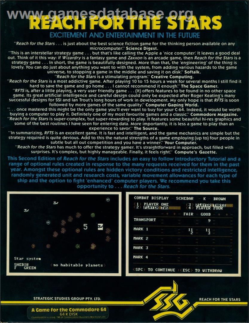 Reach For The Stars - The Conquest Of The Galaxy - Commodore 64 - Artwork - Box Back