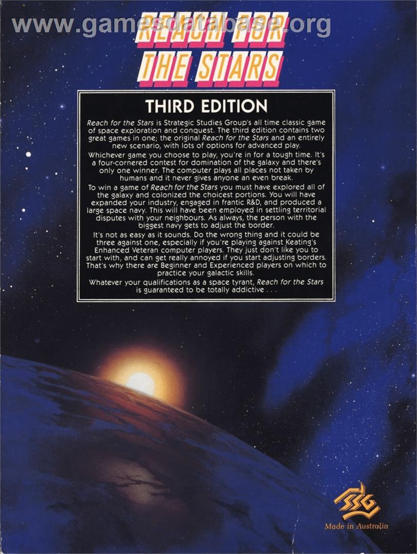Reach for the Stars - Commodore 64 - Artwork - Box Back