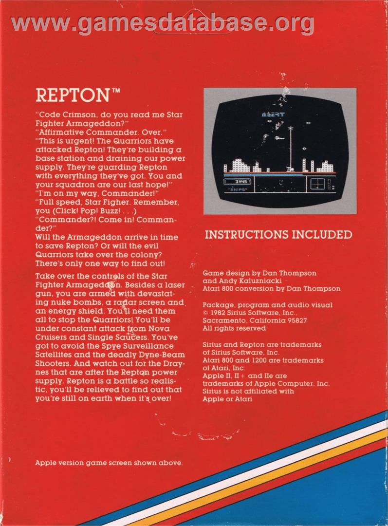 Repton - Commodore 64 - Artwork - Box Back