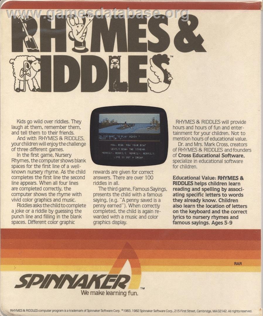 Rhymes And Riddles - Commodore 64 - Artwork - Box Back