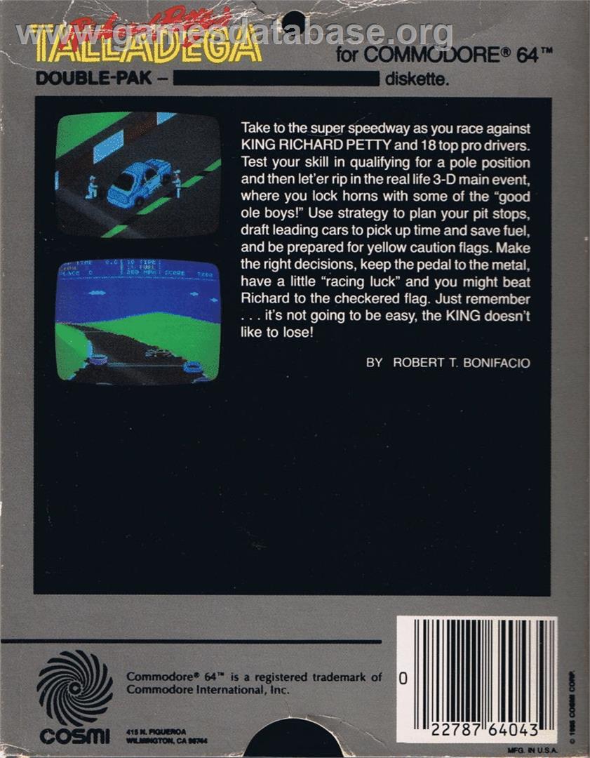 Richard Petty's Talladega - Commodore 64 - Artwork - Box Back