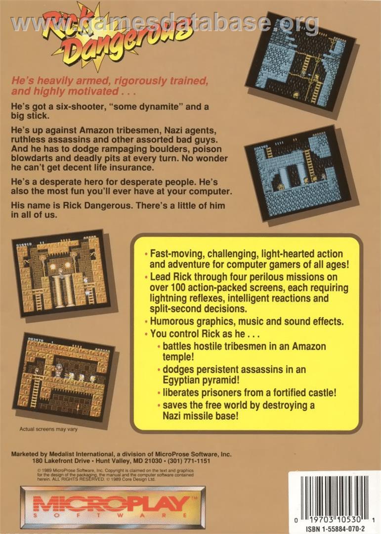 Rick Dangerous - Commodore 64 - Artwork - Box Back