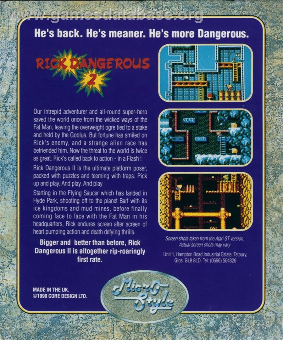 Rick Dangerous 2 - Commodore 64 - Artwork - Box Back