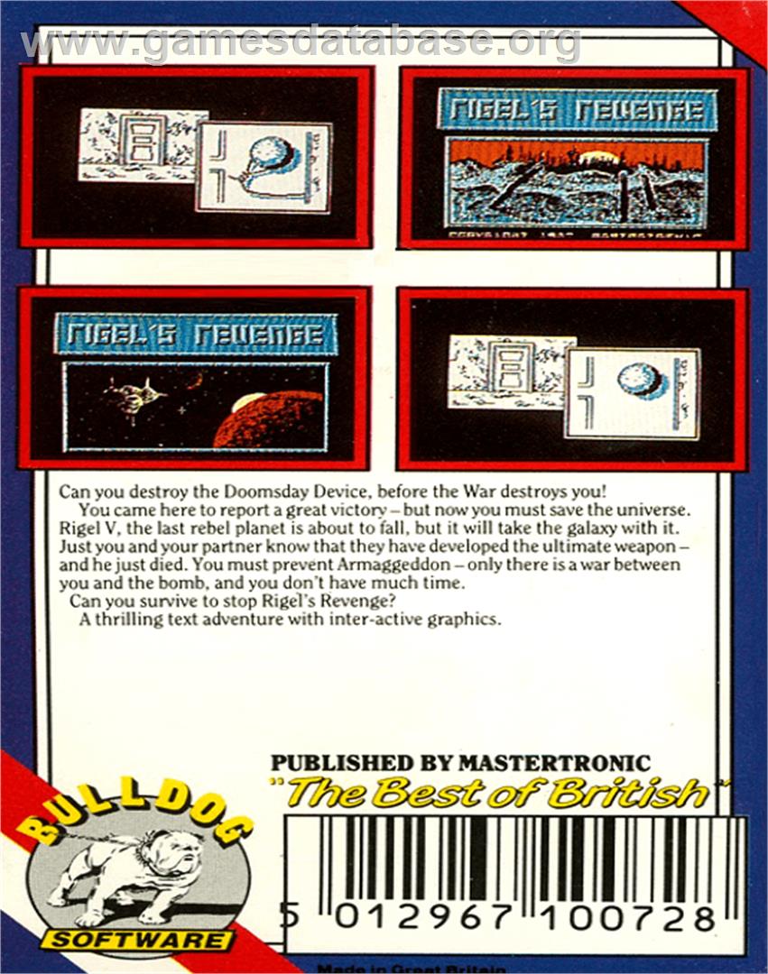 Rigel's Revenge - Commodore 64 - Artwork - Box Back
