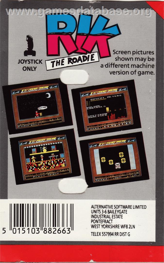 Rik The Roadie - Commodore 64 - Artwork - Box Back