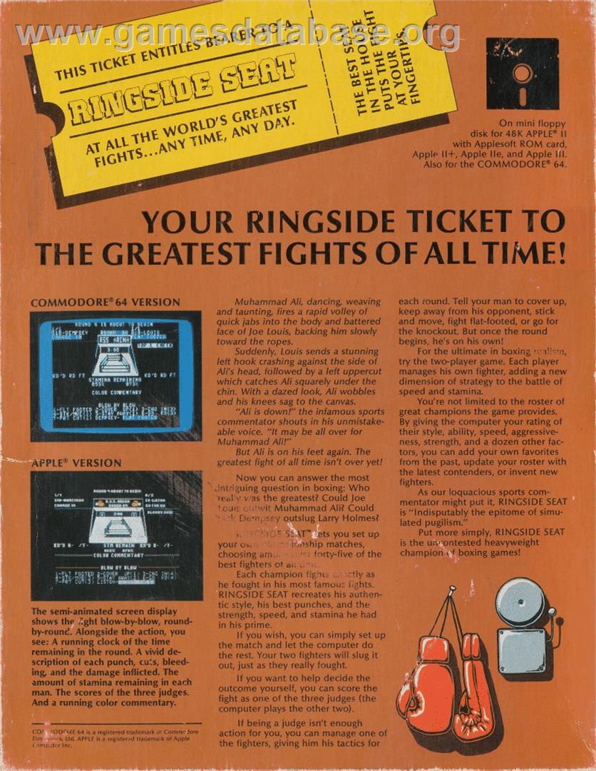 Ringside Seat - Commodore 64 - Artwork - Box Back