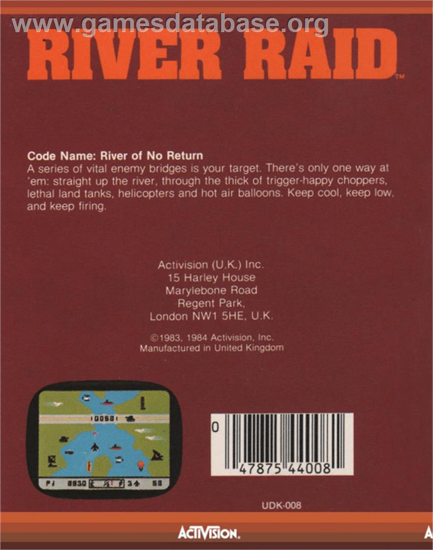 River Raid - Commodore 64 - Artwork - Box Back