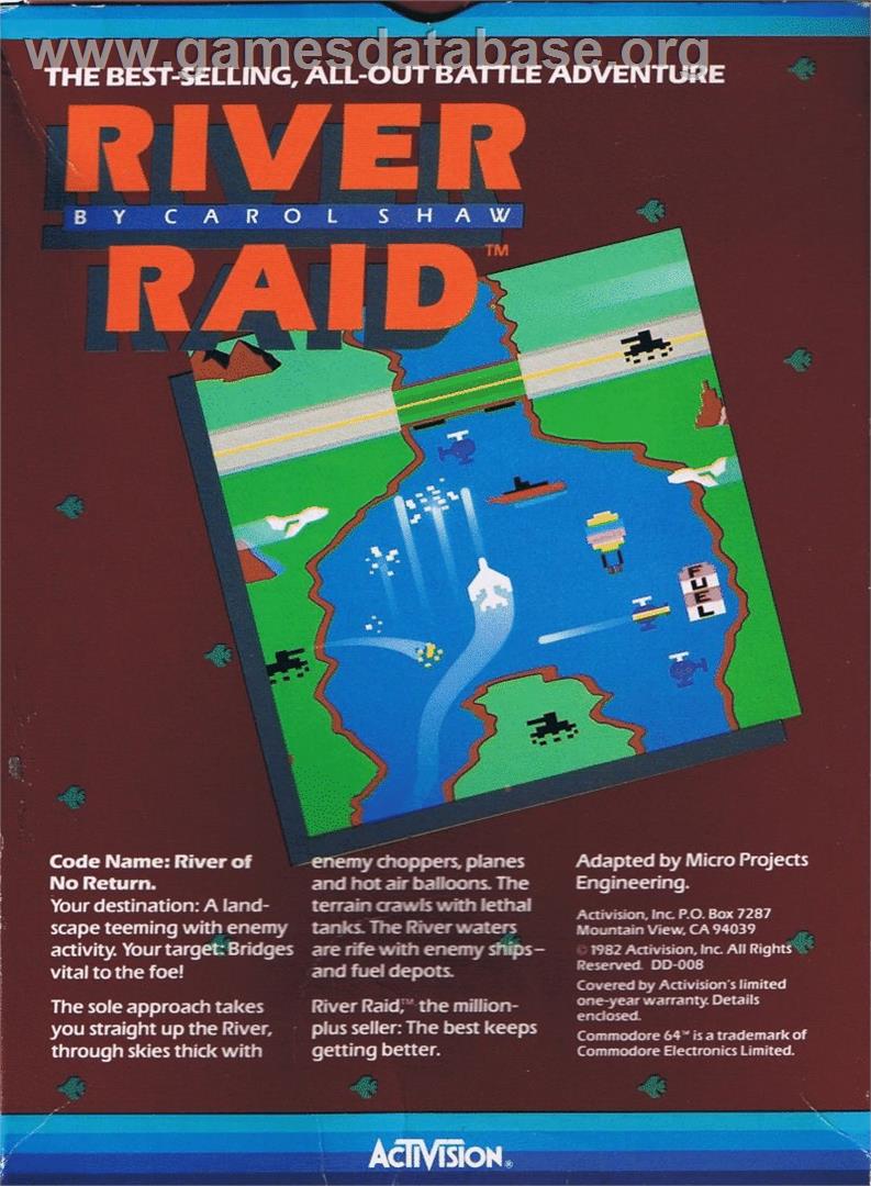 River Raid - Commodore 64 - Artwork - Box Back