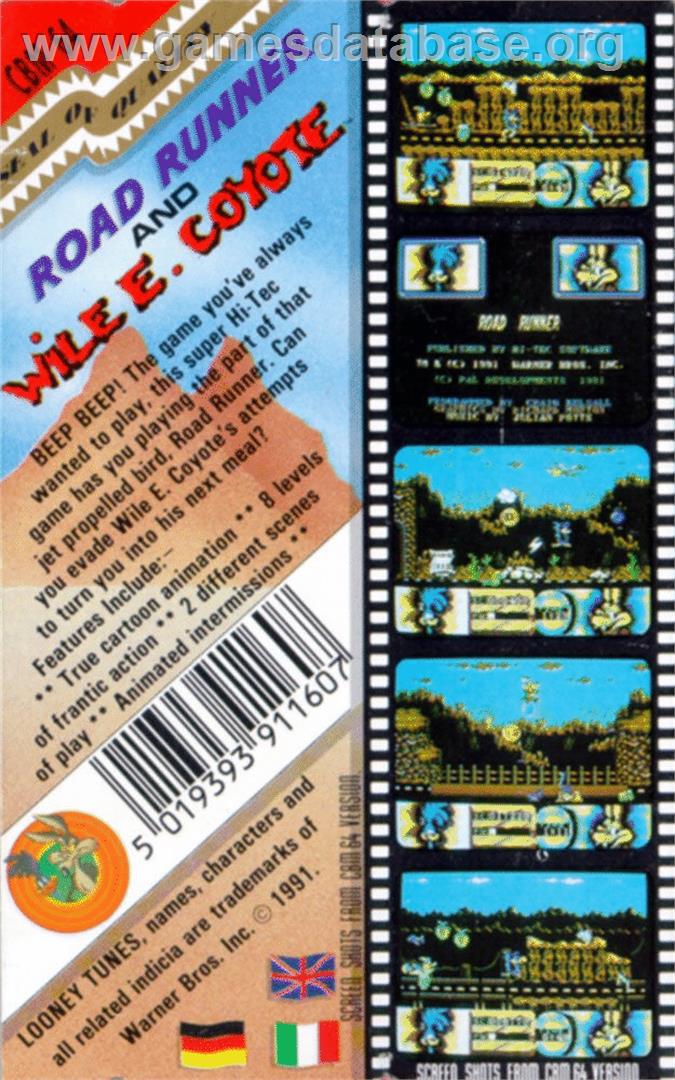 Road Runner And Wile E. Coyote - Commodore 64 - Artwork - Box Back